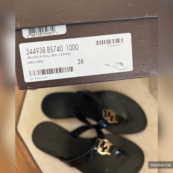 Gucci Black Vernice Crystal Thong Sandals - EU 38 - Picture 3 of 7